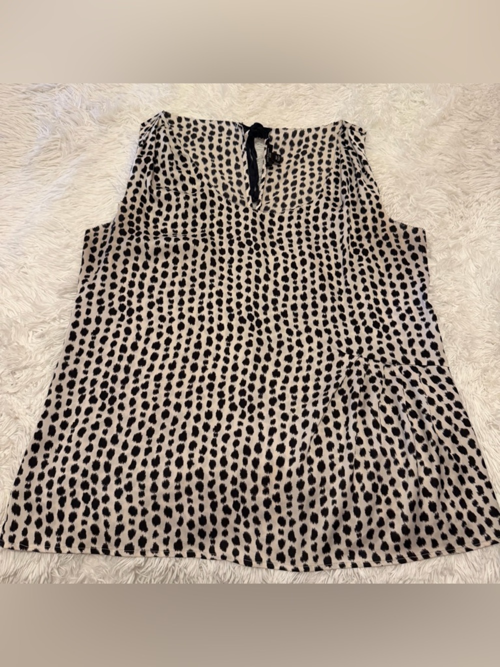 Ann Taylor Sleeveless Black Dot Print Blouse - Neutral